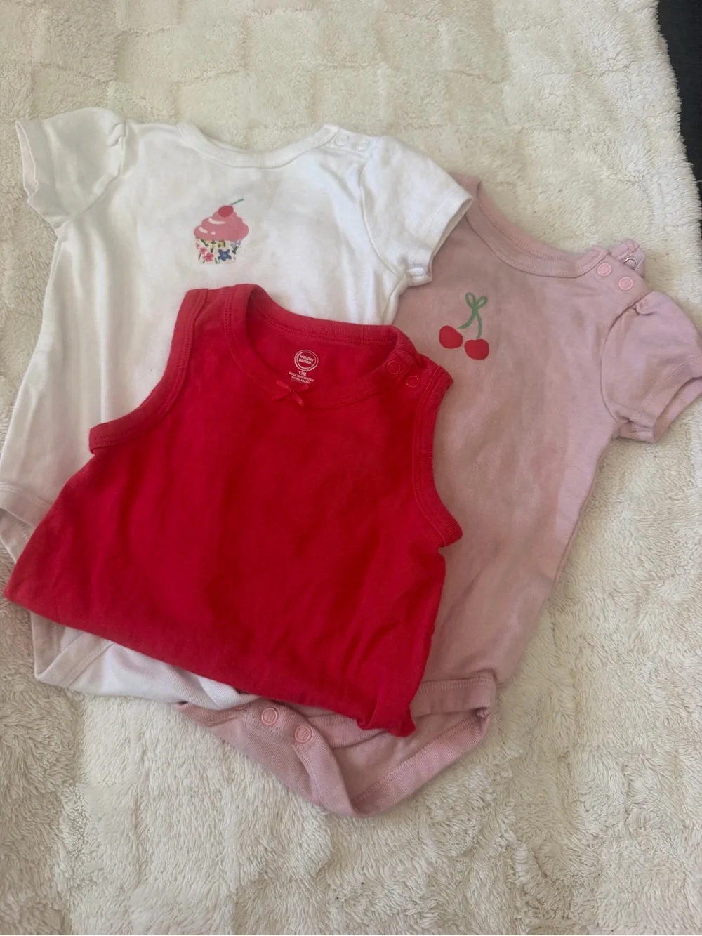 wonder nation Red Tank Top with Pink and White Onesies